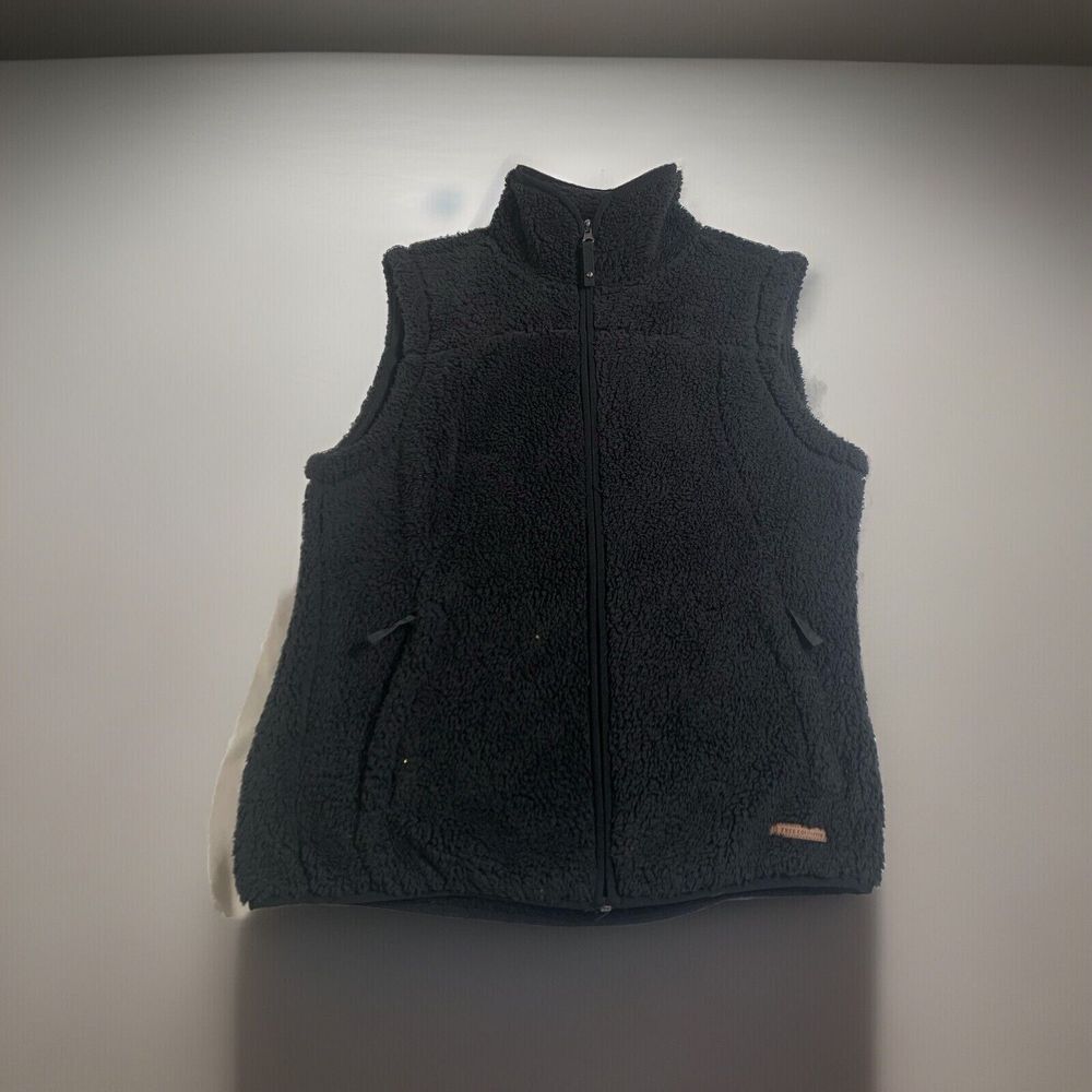 Free Country Women's Vest Sleeveless Full Zip Soft Faux Fur Black Size Medium